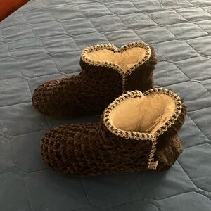 Muk Luks Dark Brown Fuzzy Slippers